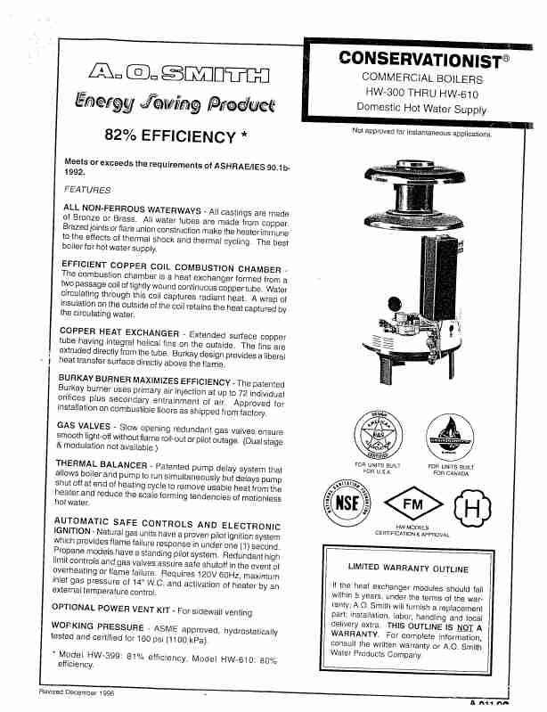 A O  Smith Boiler HW 300 THRU HW 610-page_pdf